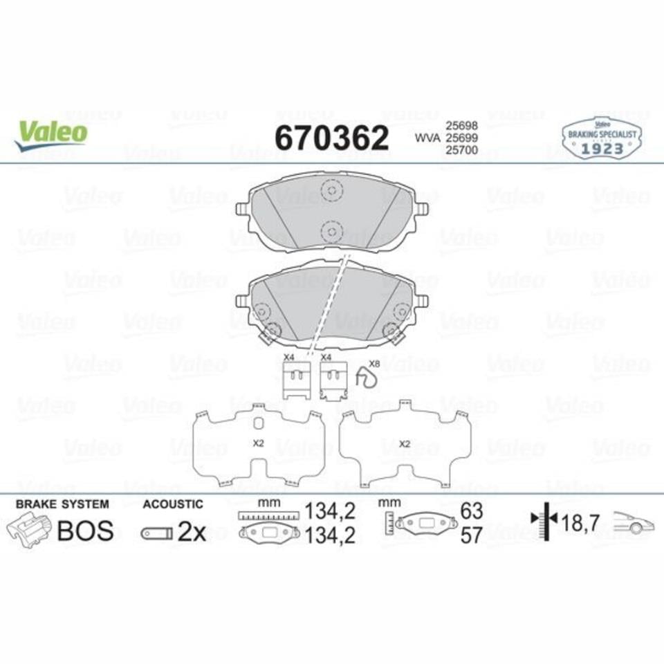VALEO ÖN FREN BALATASI TOYOTA AURIS/COROLLA 2012 >