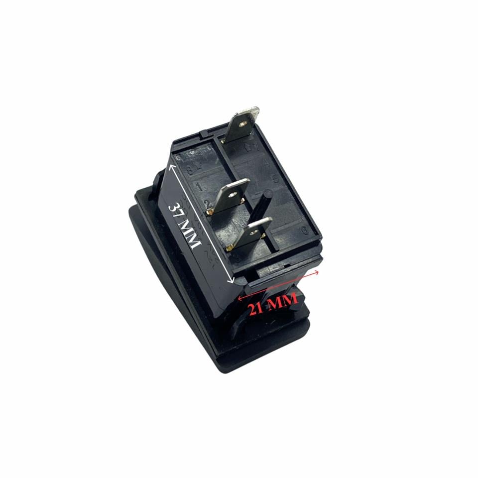 TUŞLU ANAHTAR IŞIKLI KIRMIZI FAR (3 FİŞ) (TEK DEVRE) (12V 20A DC/24V 10A DC) MARİN