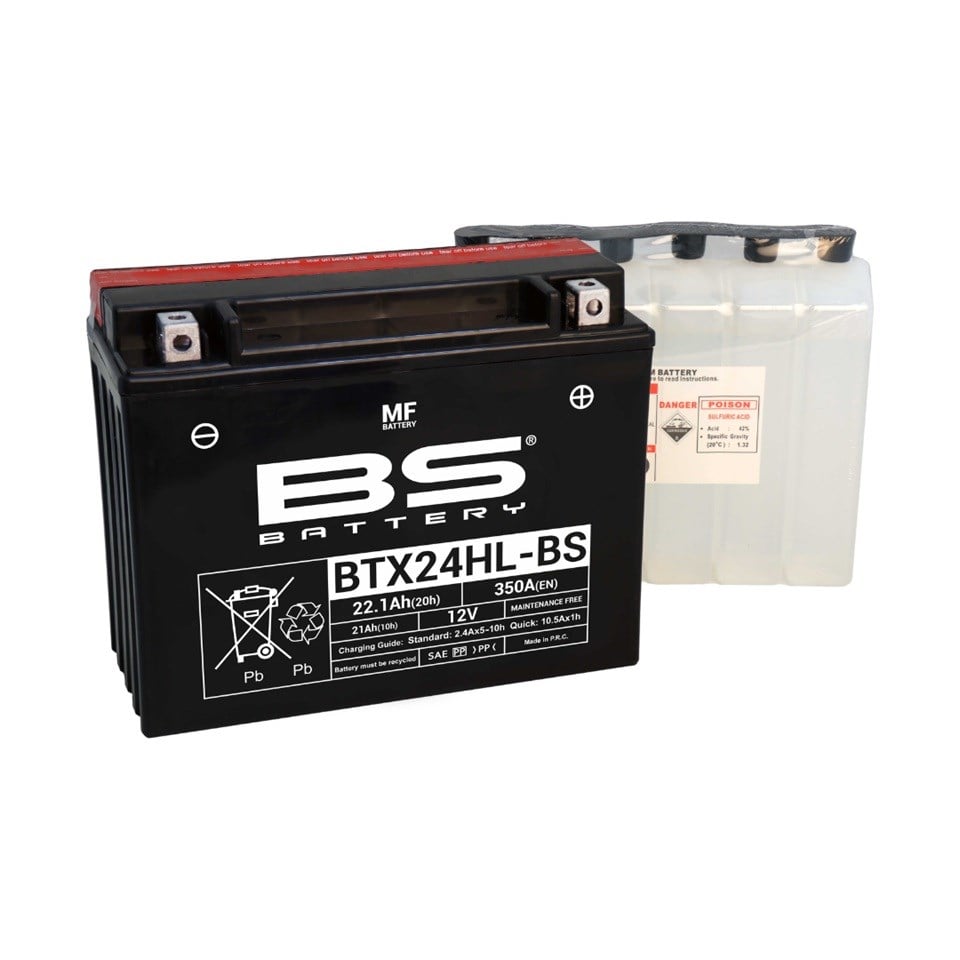 BS BATTERY 12V 22.1 AH MOTOSİKLET AKÜSÜ 350 A (EN) (206*92*163) (Y50-N18L-AT) (BTX24HL-BS)