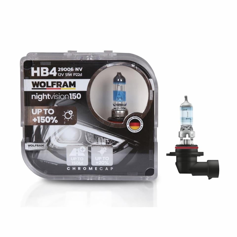 WOLFRAM 12V HB4 9006 AMPUL 51W +%150 FAZLA IŞIK GERMANY (2 AD)