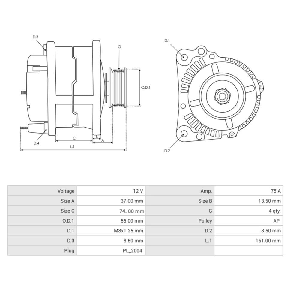 12V ALTERNATÖR DİNAMO 85 A (2 FİŞ) (L-S) HYUNDA EXCEL/SONATA-MITSUBISHI COLT/GALANT/LANCER