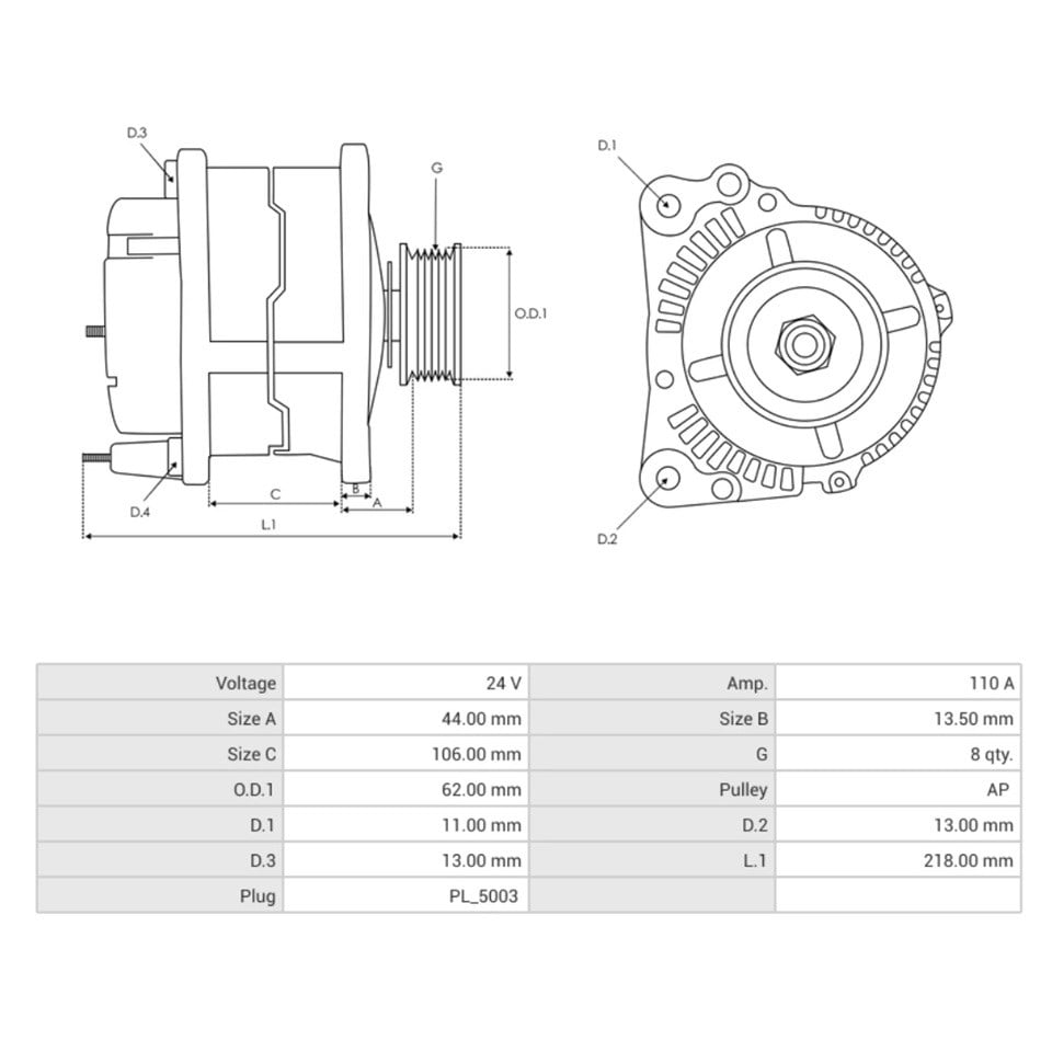 BOSCH 24V ALTERNATÖR DİNAMO 110 A (5 FİŞ SOKETLİ) (W-L-15-S-DFM) RENAULT-VOLVO