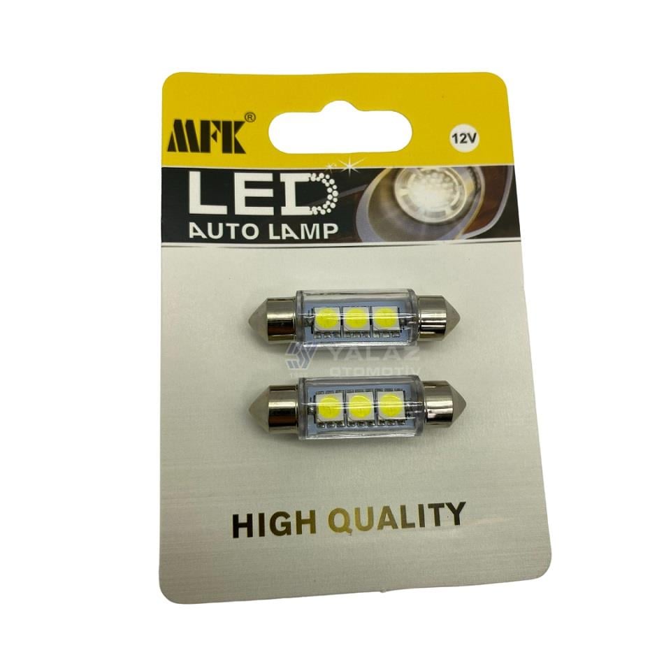 12V SOFİT AMPUL 3 LEDLİ BEYAZ (39 MM) (2 AD)