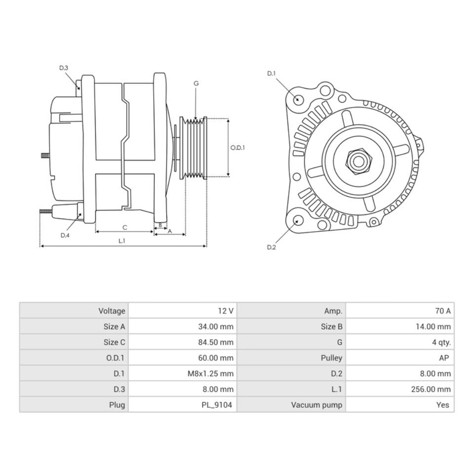 12V ALTERNATÖR DİNAMO MAKO TİPİ 65 A (VAKUMLU) FORD TRANSİT T12/T15