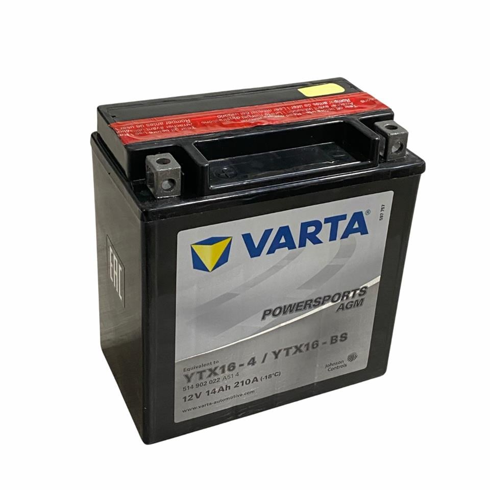 VARTA 12V 14 AH MOTOSİKLET AKÜSÜ AGM 210 A (EN) (150*87*161) (YTX16-4) (YTX16-BS) (A514) (TERS)