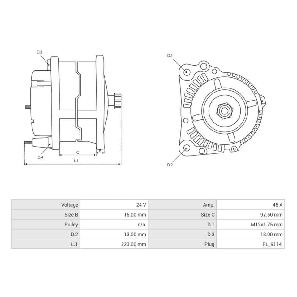 24V ALTERNATÖR DİNAMO DELCO TİPİ 50 A (L) (KÖMÜRSÜZ) CATERPILLAR