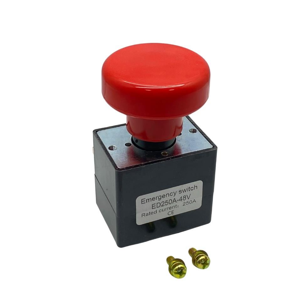 12V-48V ELEKTRİKLİ ACİL STOP BUTONU 250 A İTMELİ-ÇEKMELİ  (DEVRE KESİCİ)