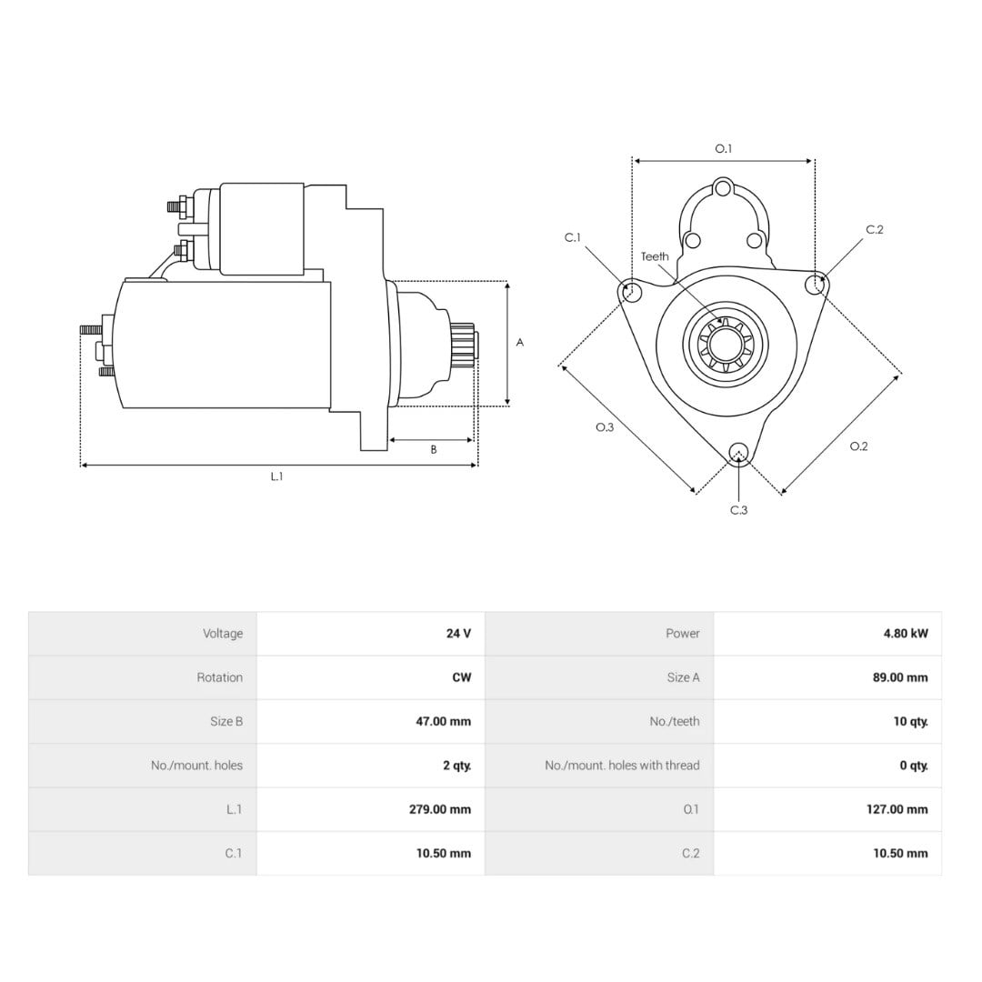 DENSO 24V MARŞ MOTORU 10 DİŞ 4.8 KW (2 KULAK) KOMATSU-HYUNDAI-HYSTER İŞ MAKİNESİ