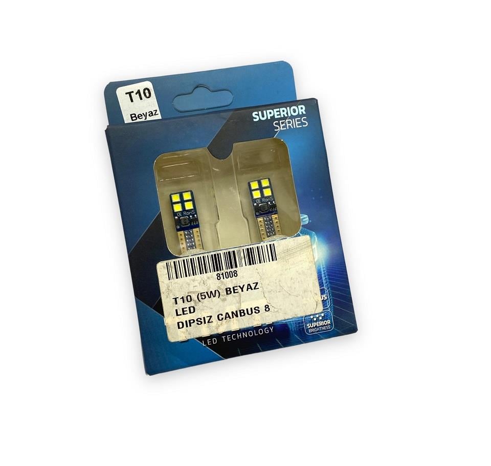 12V DİPSİZ AMPUL T10 (8 LEDLİ) BEYAZ CANBUS (2 AD)