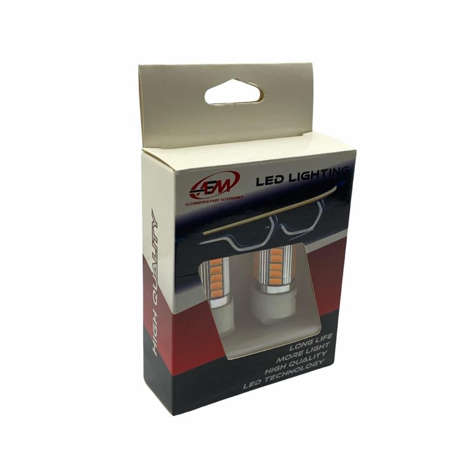 12V 1016 AMPUL DİPSİZ T20 33 LEDLİ SARI (MERCEKLİ) (2 AD)