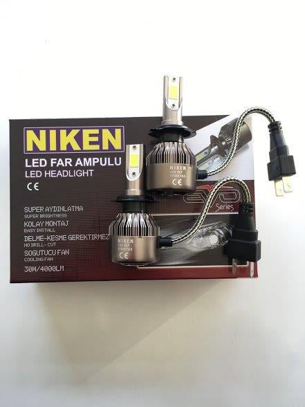 NIKEN 12V H7 COB LED XENON FAR AMPUL SETİ 6500K 4000 LÜMEN