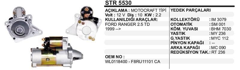 12V MARŞ MOTORU MITSUBISHI TİPİ 10 DİŞ/12 DİŞ 2.2 KW FORD RANGER-MAZDA B2500