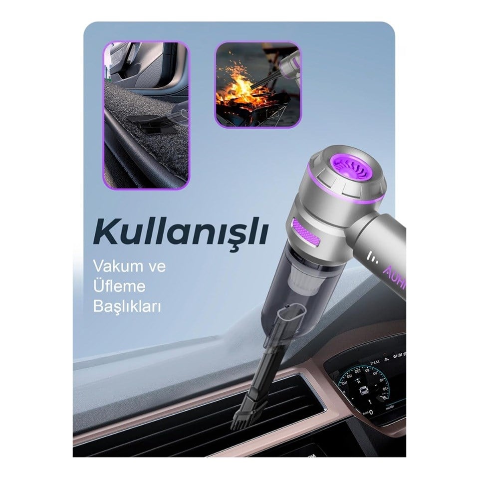 12V ARAÇ SÜPÜRGESİ 100W (KABLOSUZ ŞARJLI) (3 KADEMELİ) 