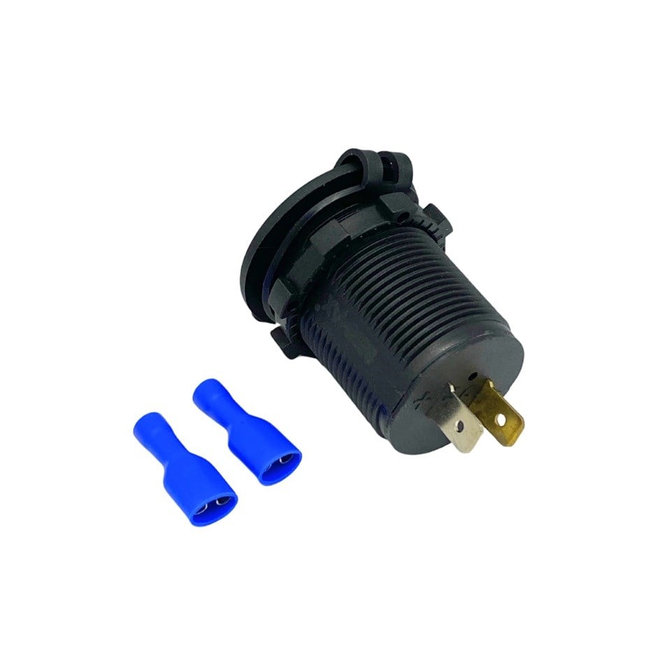 12V-24V TELEFON ŞARJ CİHAZI (USB X 2) (1A/2.1A) (MAVİ IŞIKLI) (28 MM)