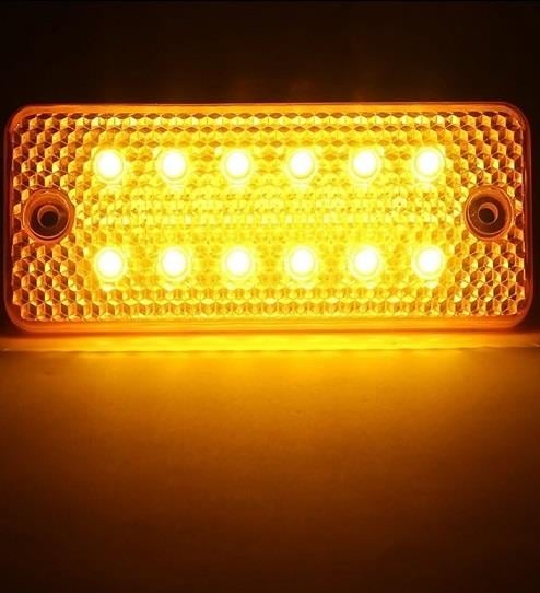24V YAN SİNYAL LAMBASI SİDE MARKER (12 LEDLİ) DÜZ TİP SARI