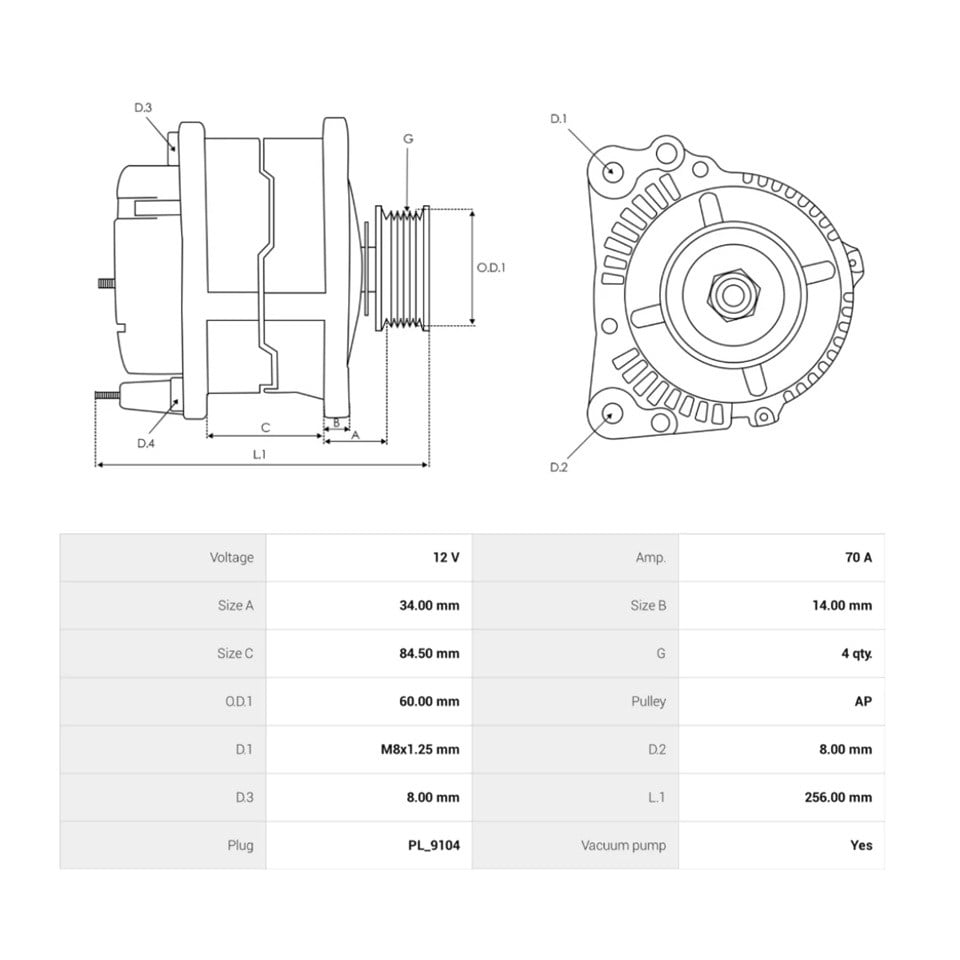 12V ALTERNATÖR DİNAMO MAKO TİPİ 70 A (VAKUMLU) FORD TRANSIT T12/T15 1993-2001