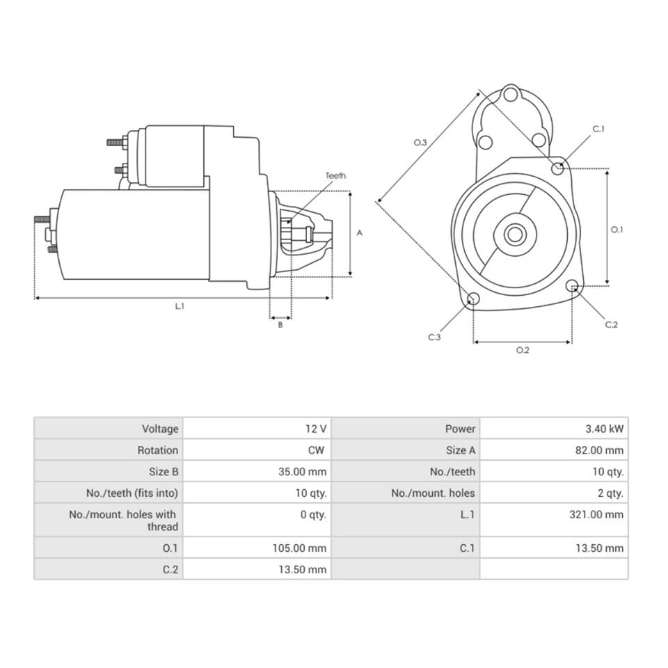 12V MARŞ MOTORU ISKRA TİPİ 10 DİŞ 3.4 KW JOHNDEERE TRAKTÖR
