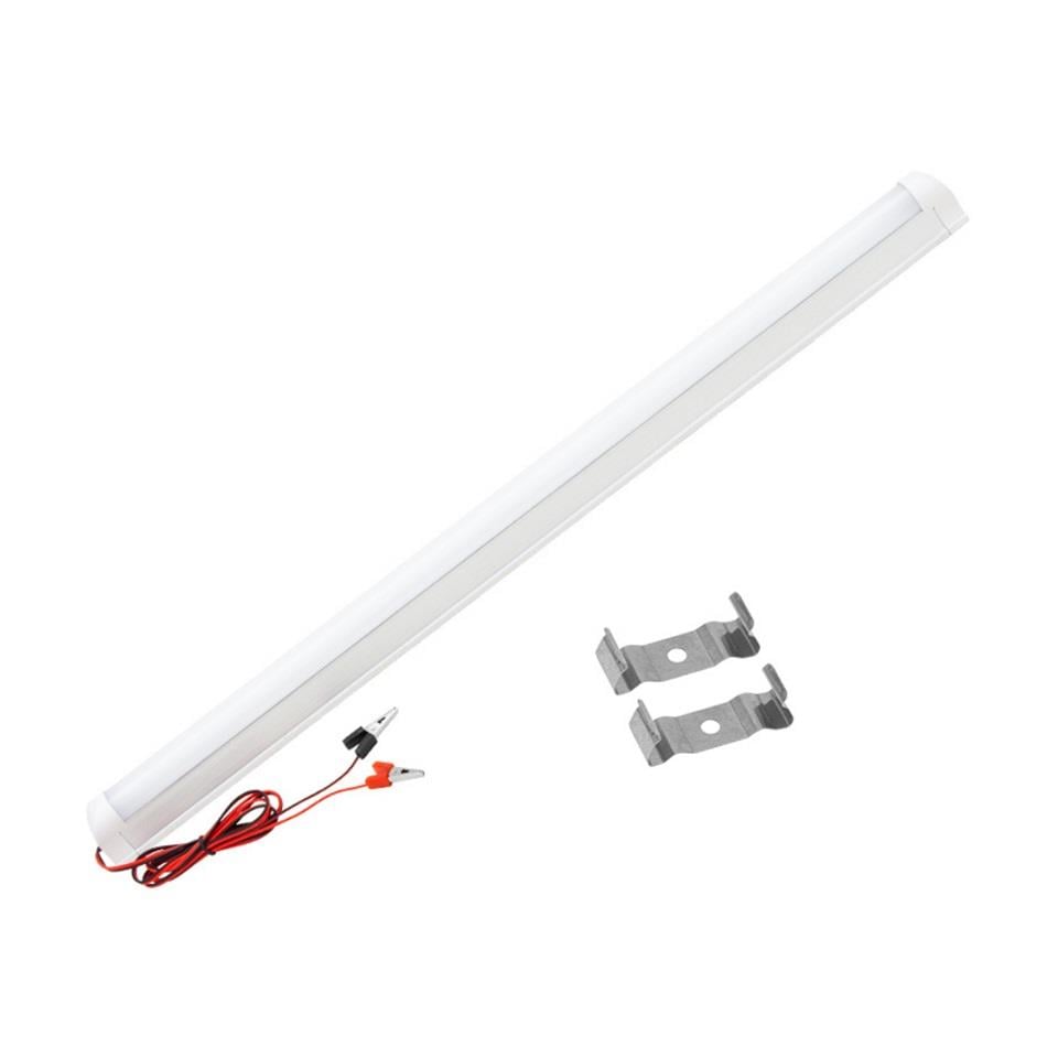 12V FLORESAN TAVAN LAMBASI LEDLİ 10W ANAHTARLI (MAŞALI) (BUZLU CAM) (60 CM) BEYAZ