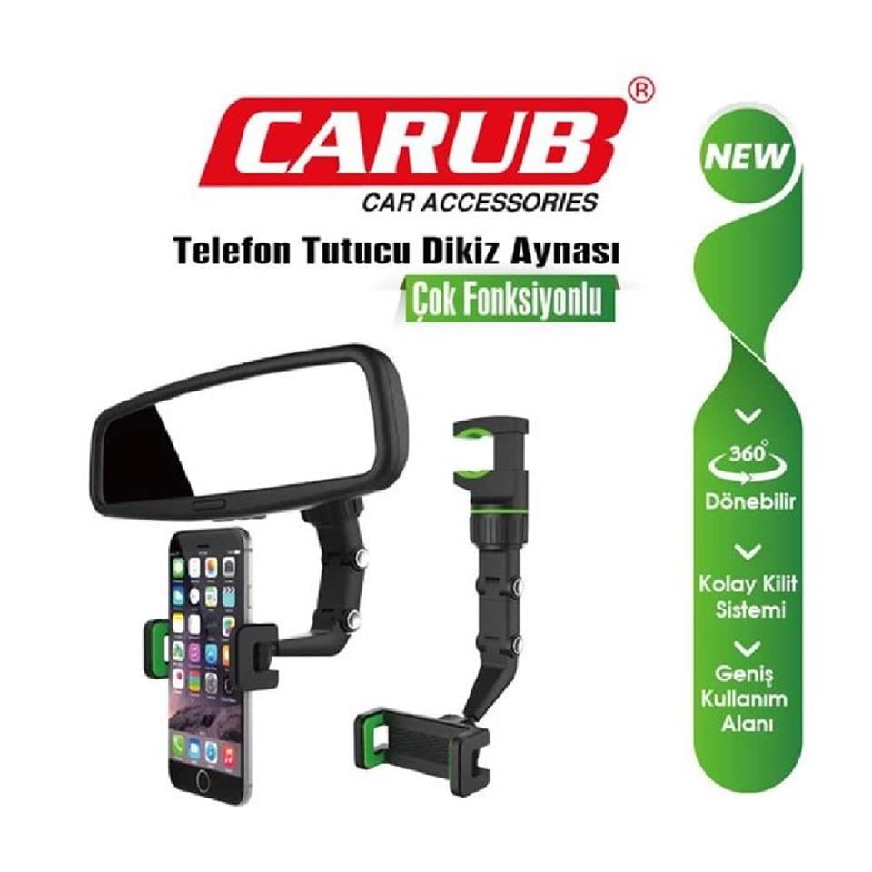 TELEFON TUTUCU DİKİZ AYNASI (ÇOK FONKSİYONLU) (360 DERECE DÖNERLİ)