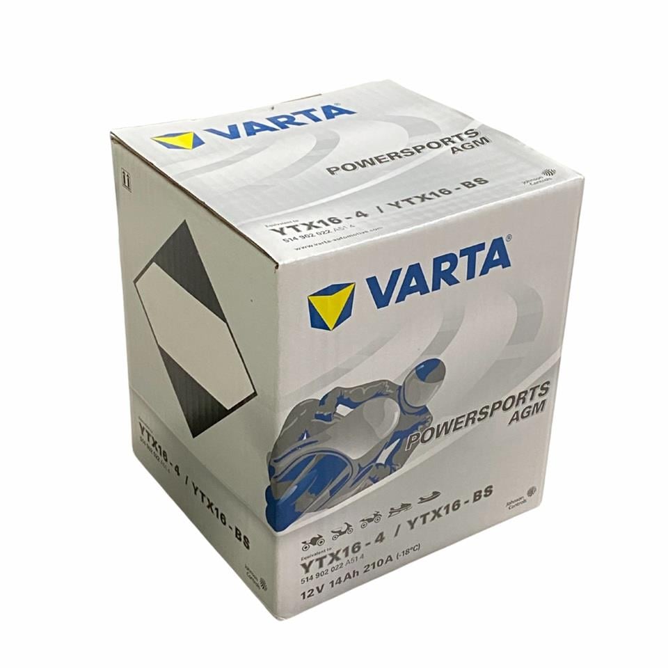 VARTA 12V 14 AH MOTOSİKLET AKÜSÜ AGM 210 A (EN) (150*87*161) (YTX16-4) (YTX16-BS) (A514) (TERS)