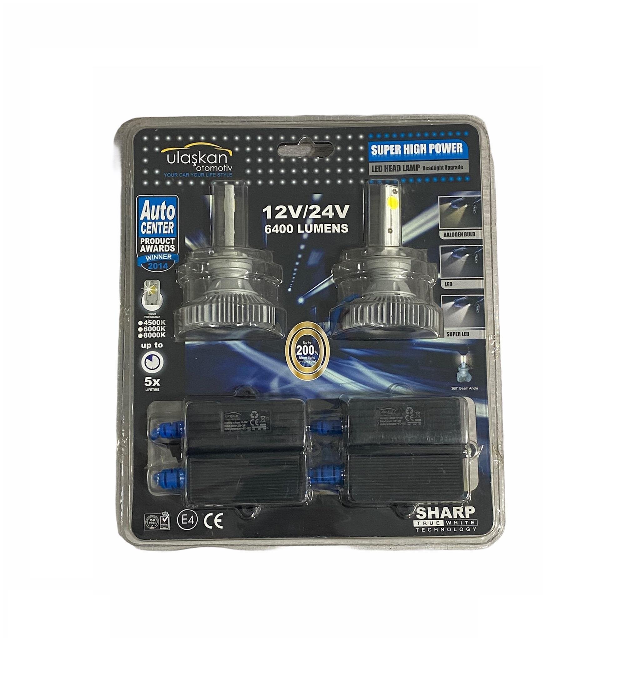 12V-24V H27 COB LED XENON FAR AMPUL SETİ 6000K 6400 LÜMEN