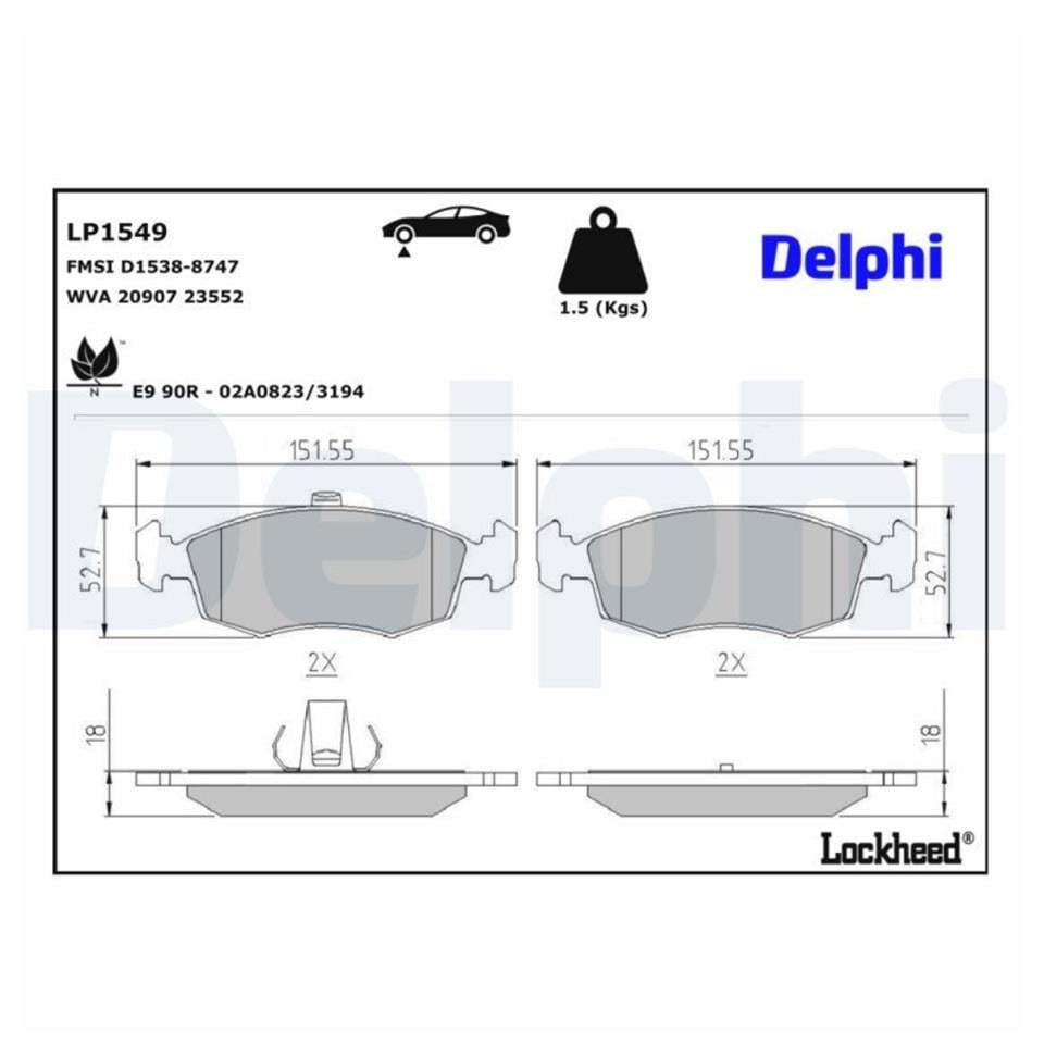 DELPHI ÖN FREN BALATASI ALBEA/DOBLO/LINEA/PALIO/PUNTO/STRADA