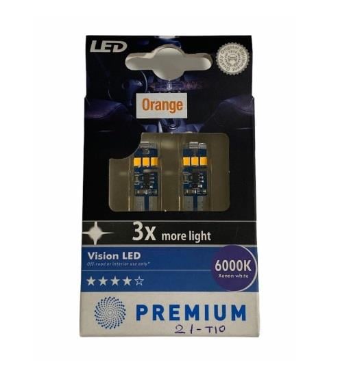 PREMIUM 12V DİPSİZ AMPUL T10 (9 LEDLİ) SARI (2 AD)