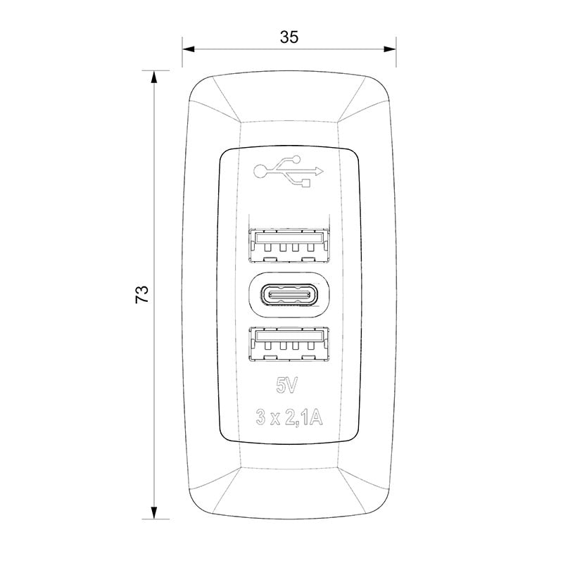 SANEL 12V-24V TELEFON ŞARJ CİHAZI (USB X 2+TYPE-C) (2.1A X 3) (MAVİ LED IŞIK)
