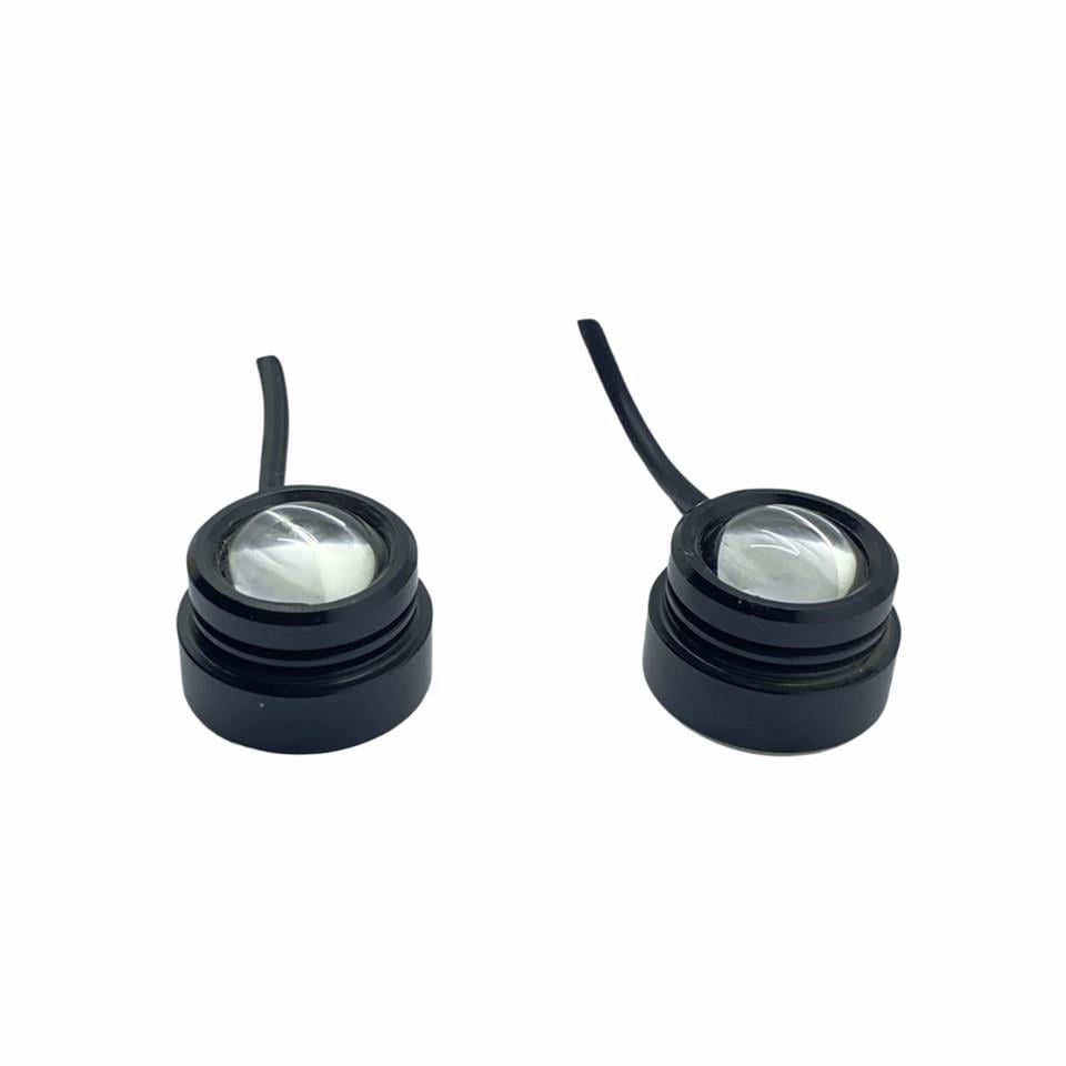 12V GÜNDÜZ SÜRÜŞ LEDİ YUVARLAK TEK LEDLİ DÜZ TİP YAPIŞKANLI (MERCEKLİ) (22 MM) (2 AD)