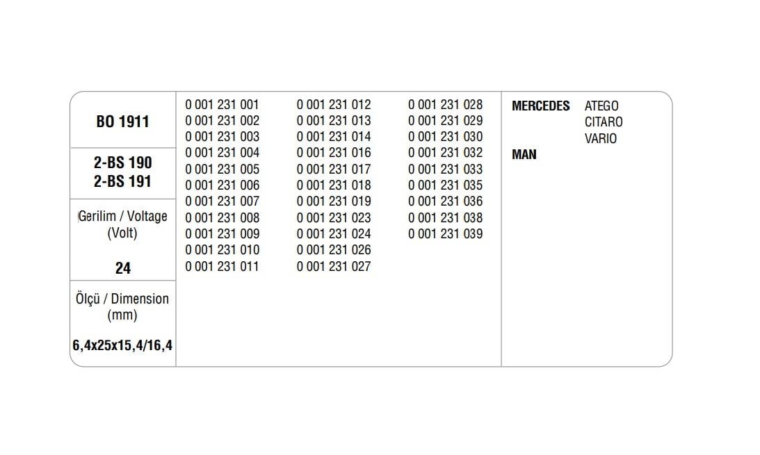 MARŞ KÖMÜRÜ BOSCH TİPİ YM 24V (4 AD)