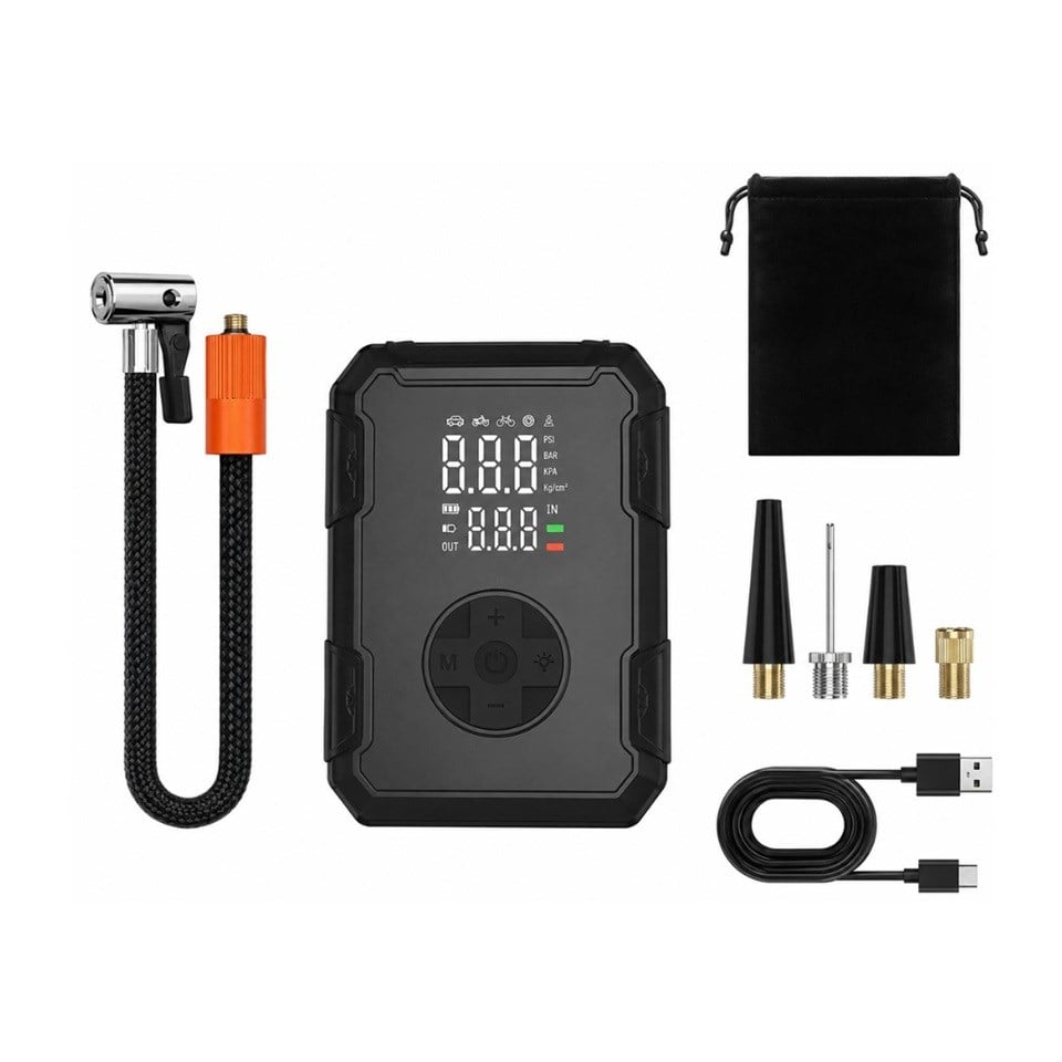LASTİK ŞİŞİRME HAVA KOMPESÖRÜ IŞIKLI-İKAZLI (150 PSI) (DİJİTAL) (POWERBANK) (ŞARJLI)