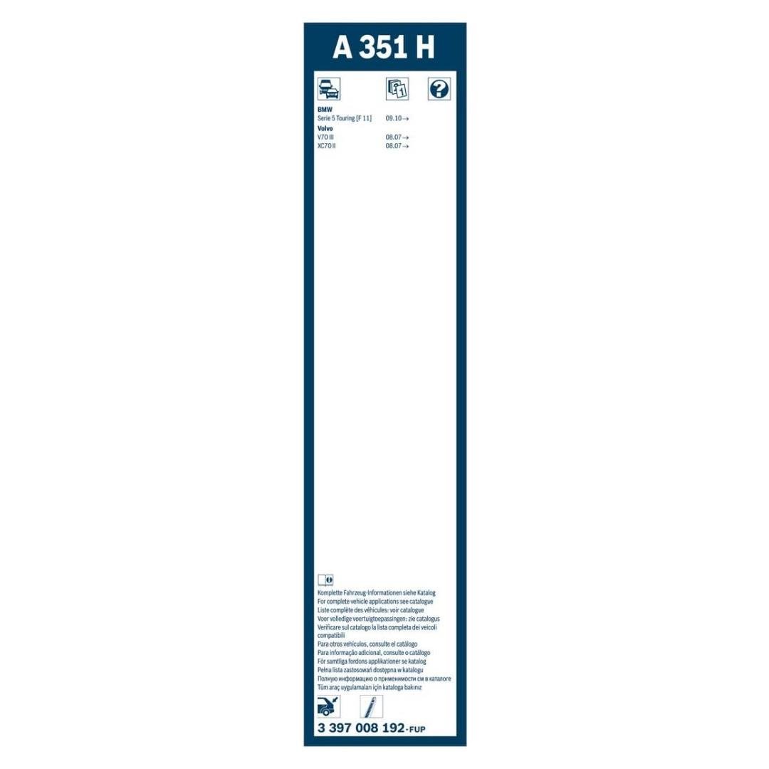 BOSCH SİLECEK SÜPÜRGESİ 335 MM AEROTWIN ARKA (A351H) BMW1 SERİSİ/5 SERİSİ-VOLVO V70//XC40/XC70/XC90