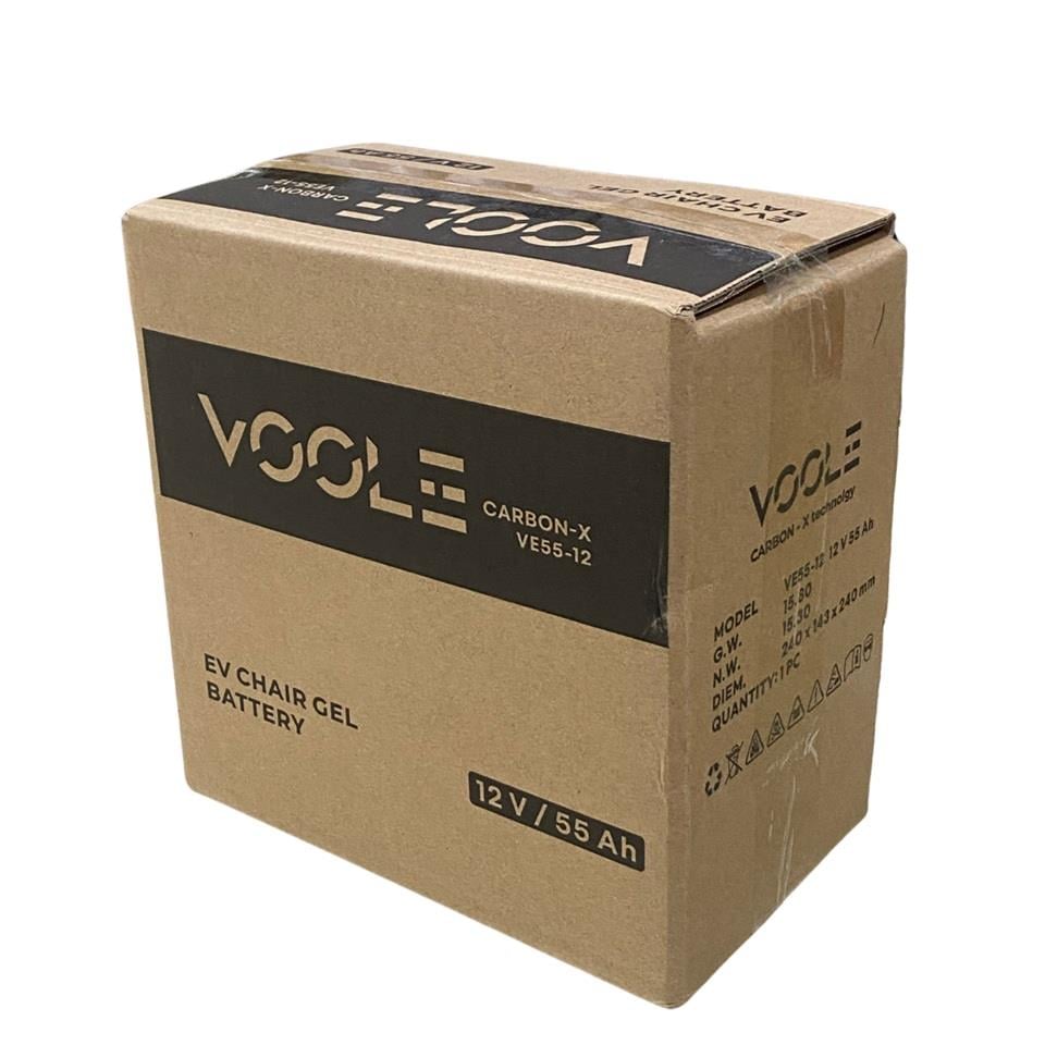 VOOLE 12V 55 AH ENGELLİ ARAÇ AKÜSÜ JEL CARBON-X EV CHAIR GEL BATTERY (230*139*215) (15,3 KG) YÜKSEK