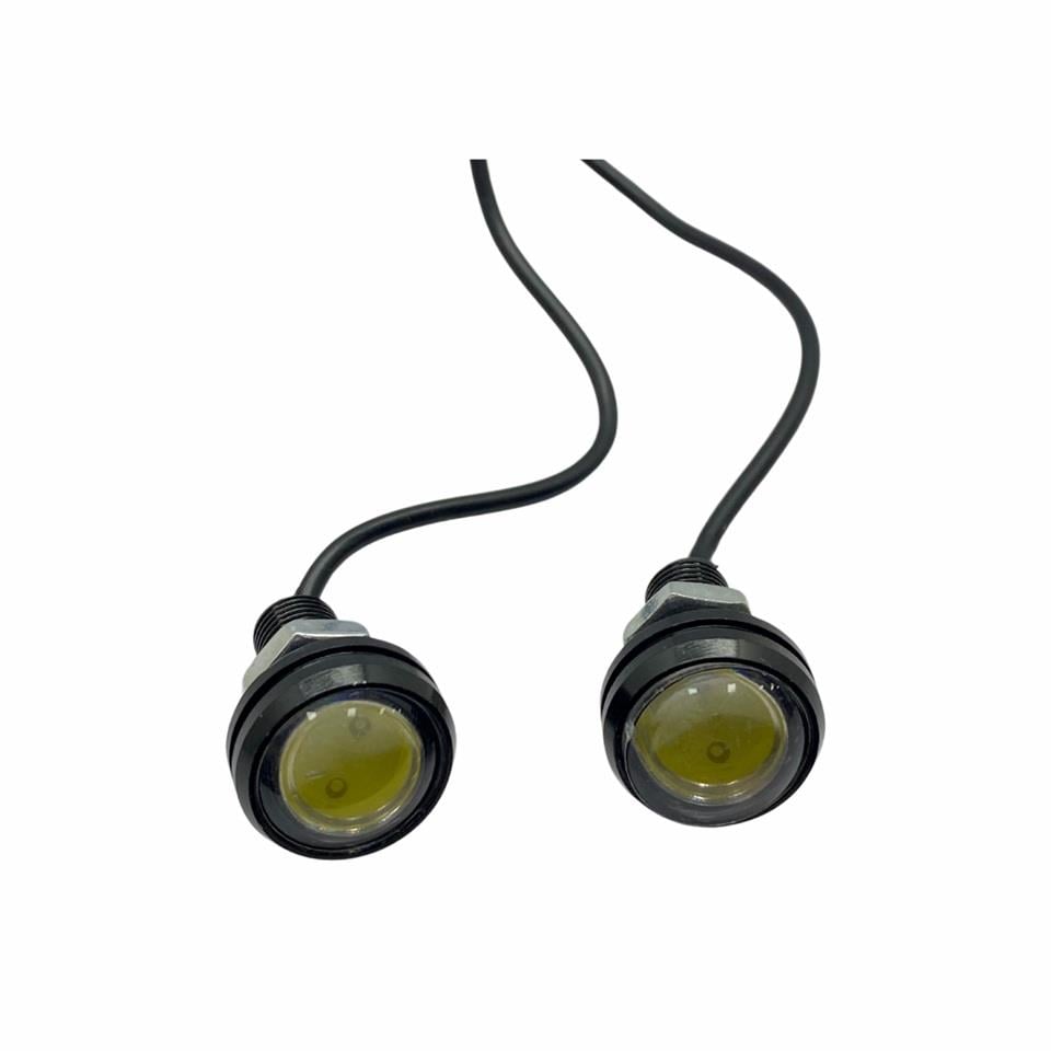 12V GÜNDÜZ SÜRÜŞ-AYNA ALTI LED BEYAZ (MERCEKLİ) (9/22 MM) (2 AD)