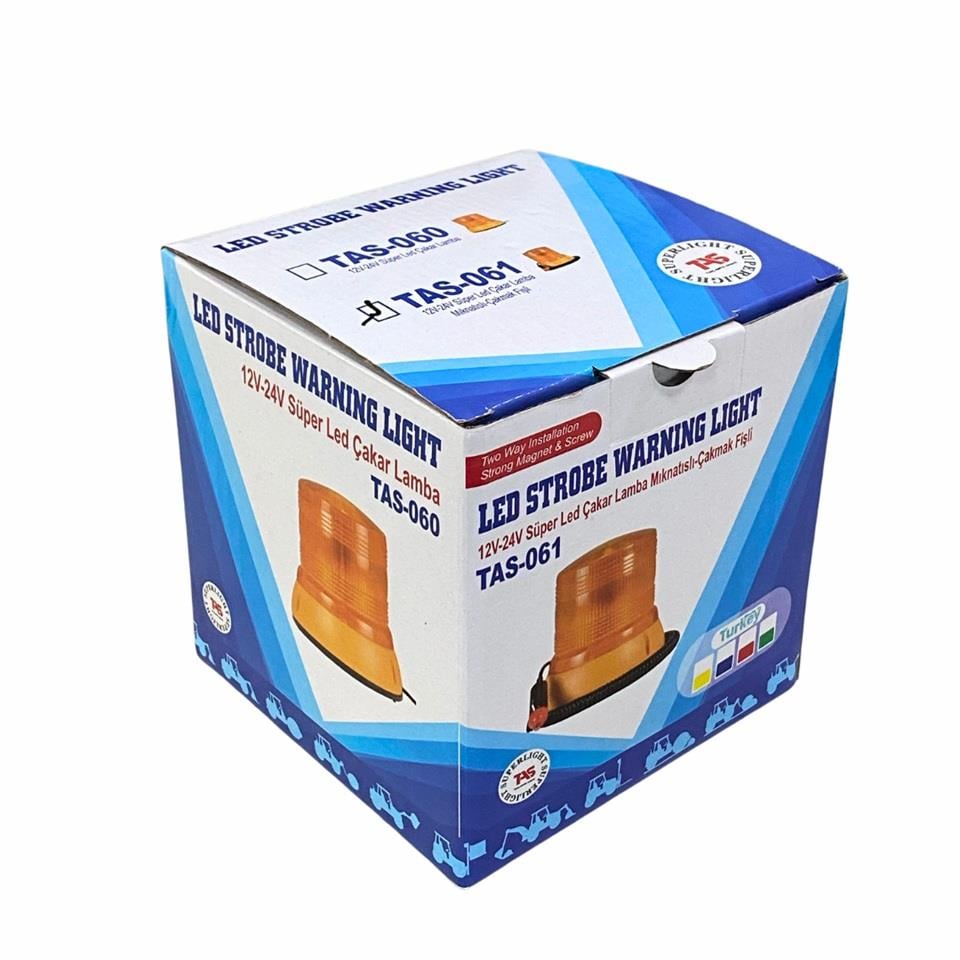 12V-24V ÇAKAR TEPE LAMBA LEDLİ MIKNATISLI ÇAKMAK FİŞLİ SARI (145*145 MM)