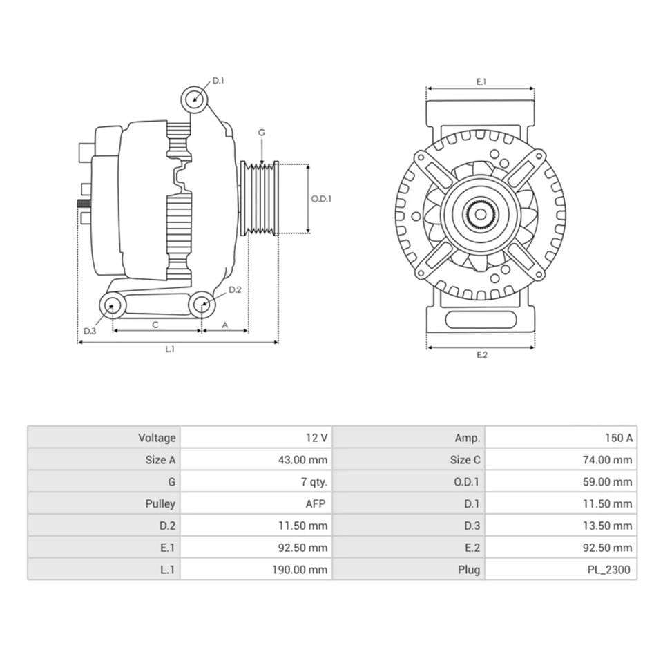 12V ALTERNATÖR DİNAMO 150 A (L-DFM) FORD TRANSIT V347 2006 > MEXICO