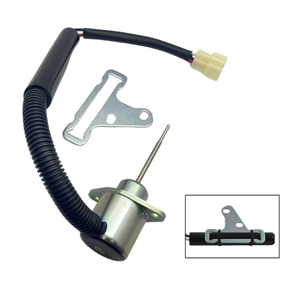 12V STOP SELENOİDİ (DÜZ KULAKLI) (KÜÇÜK TİP) (DÜZ MİL KADEMELİ 63 MM) GENPOWER-KUBOTA