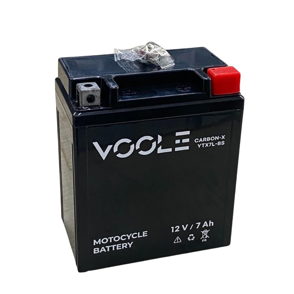 VOOLE 12V 7 AH MOTOSİKLET AKÜSÜ CARBON-X (113*70*130 MM) (YTX7L-BS)