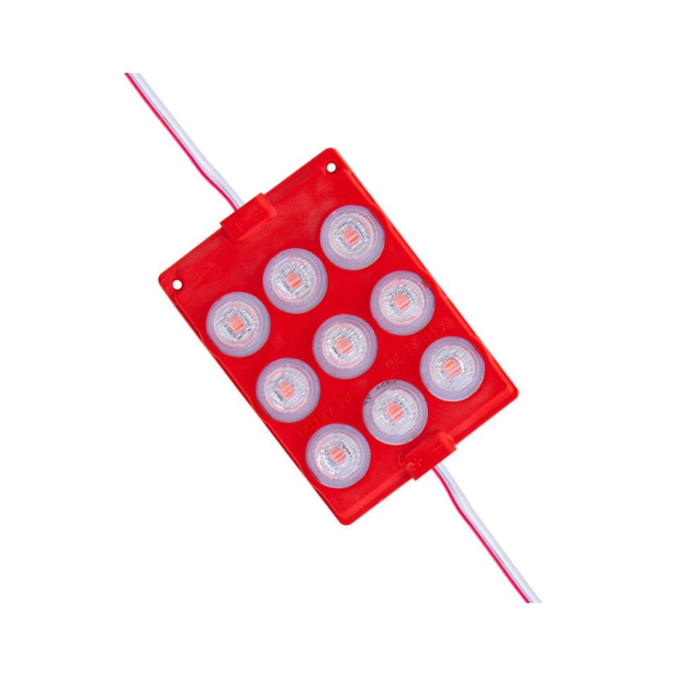 12V MODÜL LAMBA ÇAKARLI CAMLI 9-LEDLİ KIRMIZI (81*56 MM)