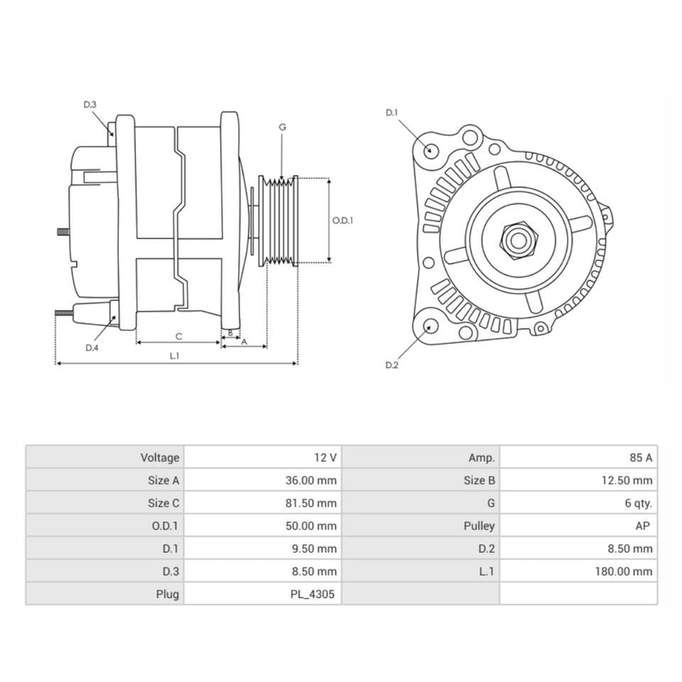 12V ALTERNATÖR DİNAMO DELCO TİPİ 85 A (2 FİŞ OVAL SOKET) (L-IG) CHEVROLET AVEO/LACETTI/NUBIRA