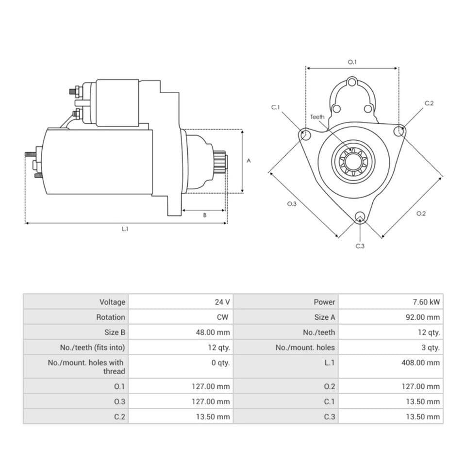 UNIPOINT 24V MARŞ MOTORU DELCO TİPİ 12 DİŞ 7.6 KW 38MT