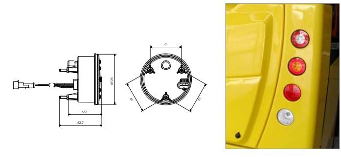 FARBA 24V SİNYAL LAMBASI+REFLEKTÖR (6 LEDLİ) YUVARLAK SARI SOKETLİ (98 MM)