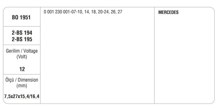 MEGA 12V MARŞ KÖMÜRÜ BOSCH TİPİ YM (4 AD)