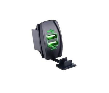 12V-24V TELEFON ŞARJ CİHAZI (USB) (3.1A) (ANAHTAR TİPİ) (YESIL IŞIK)