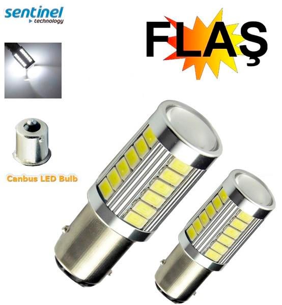12V 93 AMPUL BEYAZ (33 LEDLİ) (MERCEKLİ) FLAŞLI ÇAKAR (2 AD)