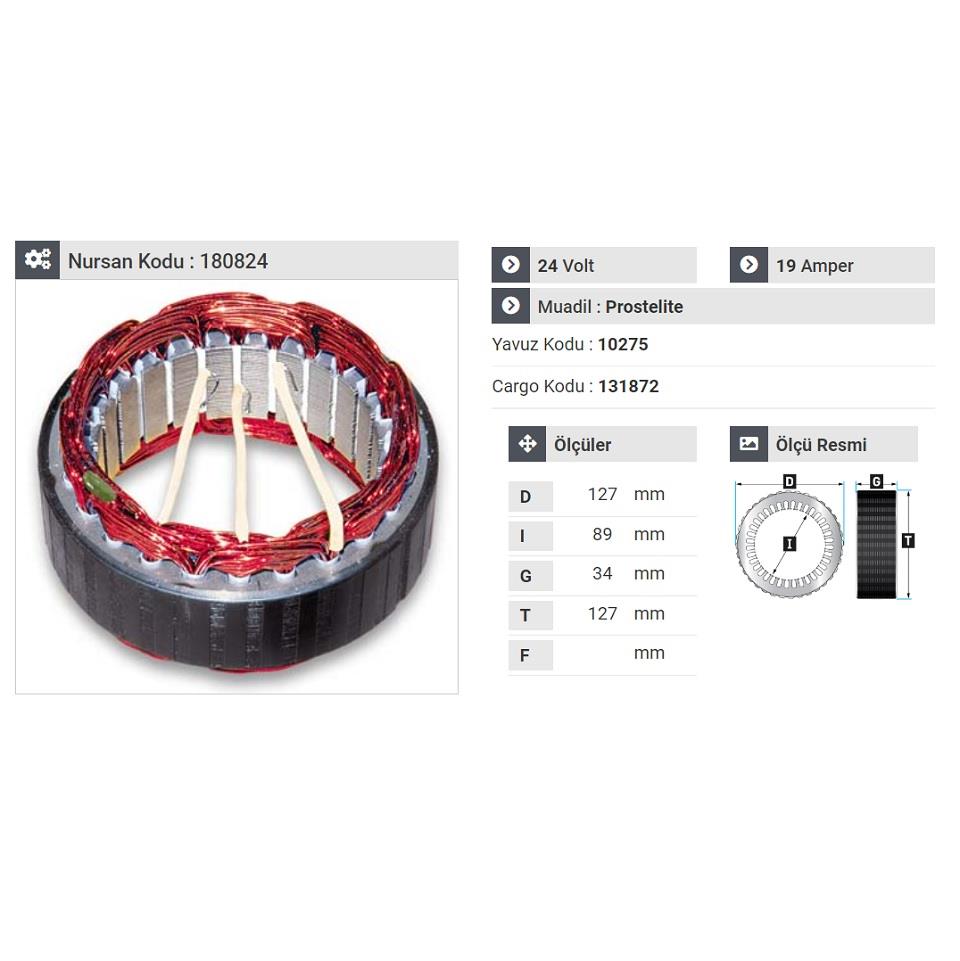 24V ALTERNATÖR STATÖR DELCO TİPİ EM 19 A CATERPILLAR