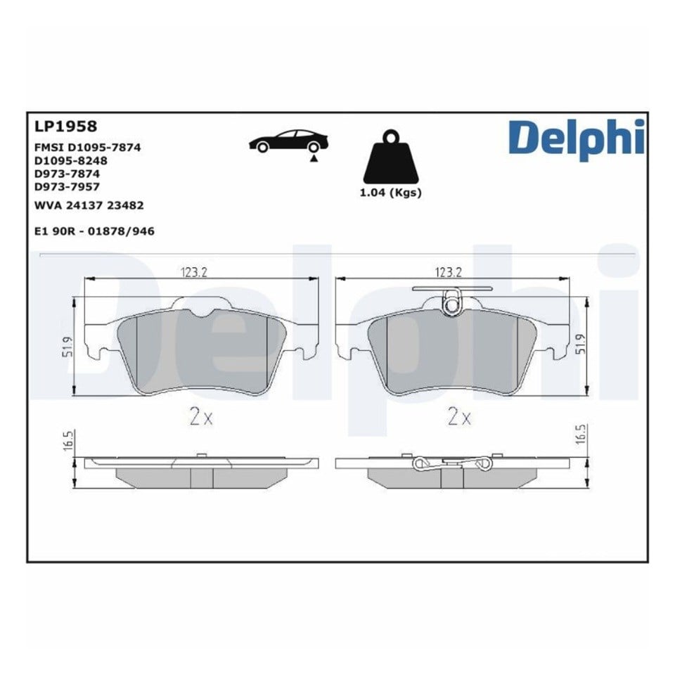 DELPHI ARKA FREN BALATASI CITROEN-FORD-JAGUAR-MAZDA-MERCEDES-OPEL-RENAULT-SAAB-VOLVO