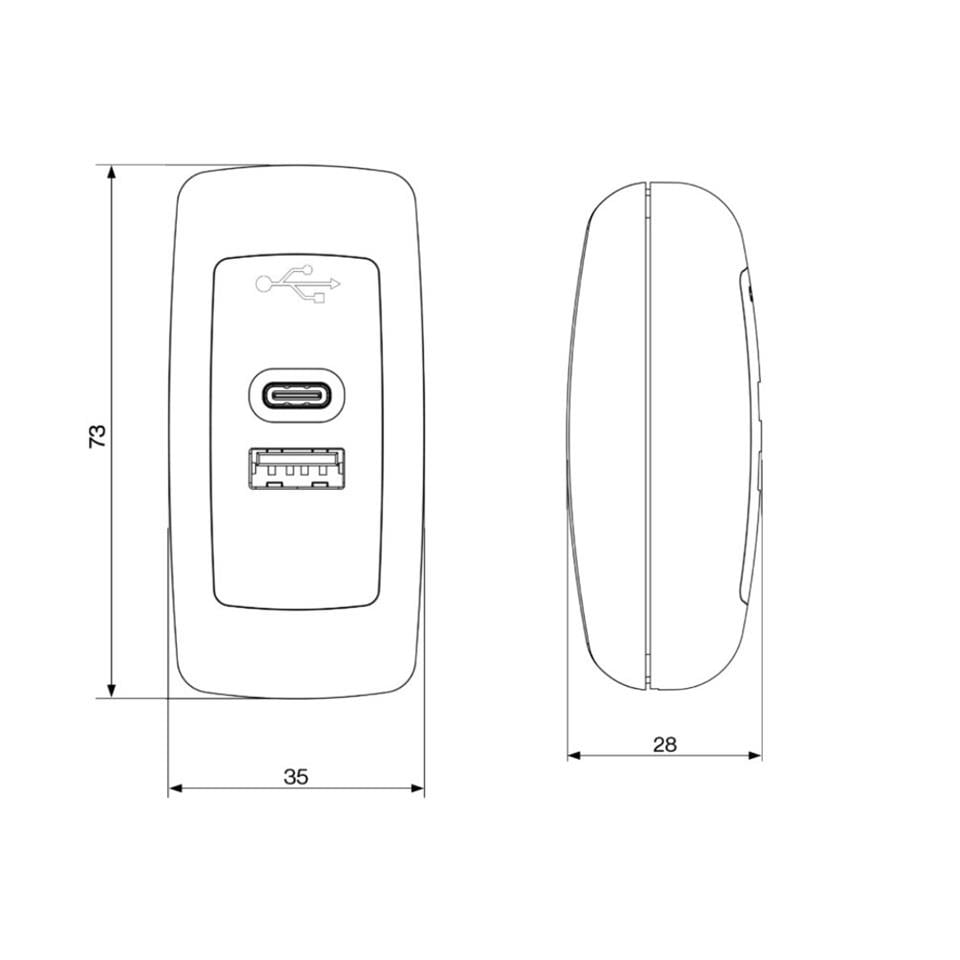 SANEL 10V-30V TELEFON ŞARJ CİHAZI (USB+TYPE-C) (2.1A X 2) (MAVİ LED IŞIK)