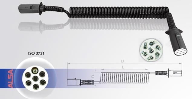 TIR DORSE ELEKTRİK KABLOSU 7'Lİ (4.5 MT) (S TİPİ SİYAH)