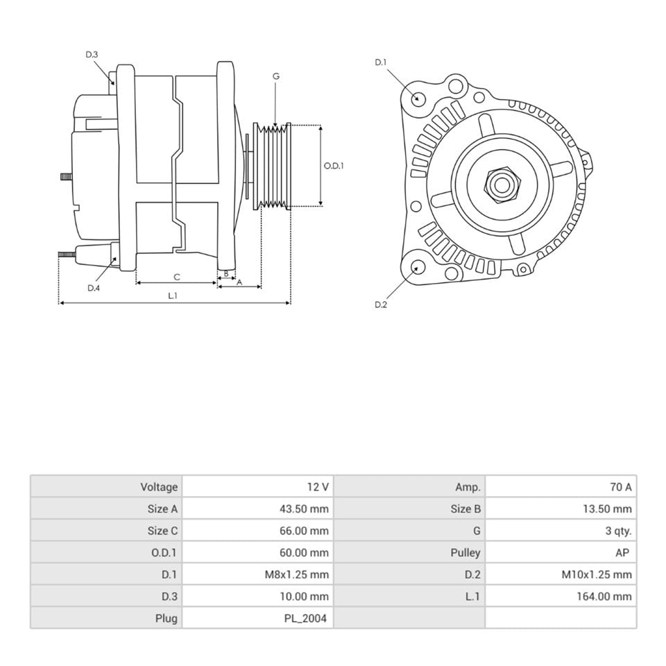 12V ALTERNATÖR DİNAMO 70 A (L-S) FORD-MAZDA